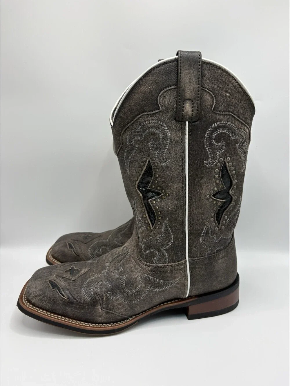 Laredo Womens Spellbound Leather Distressed Embroidered Cowboy Boot 9.5M NWOB
